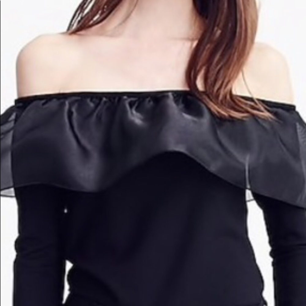 J Crew Exposed shoulders, organza ruffle top